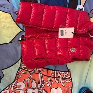 Moncler Red Quilted Puffer Vest